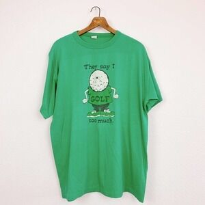 VINTAGE 90s All Texas T's They Say I Golf Too Much Ringer Tee T-Shirt 2X